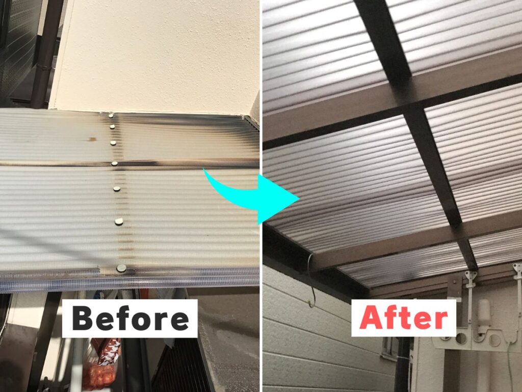 ベランダ屋根の付け替え事例