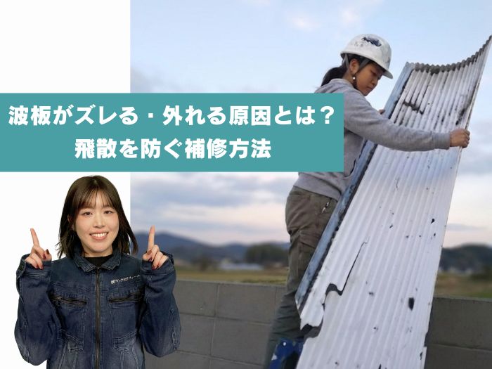 割れた波板屋根の撤去