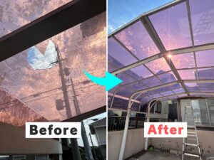 駐車場屋根パネルの張り替え事例